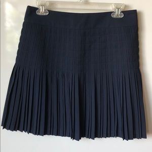 J Crew Navy Pleated lattice chiffon skirt